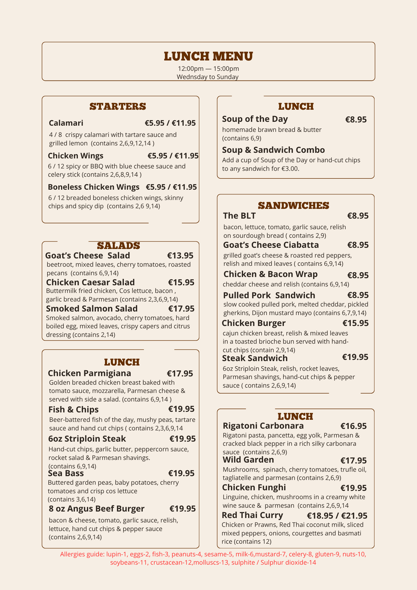 sept 2026 lunch menu